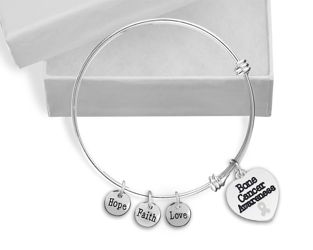 12 Bone Cancer Heart Retractable Charm Bracelets - Fundraising For A Cause