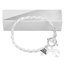 Load image into Gallery viewer, 12 Bone Cancer White Ribbon Rope Bracelets - Fundraising For A Cause