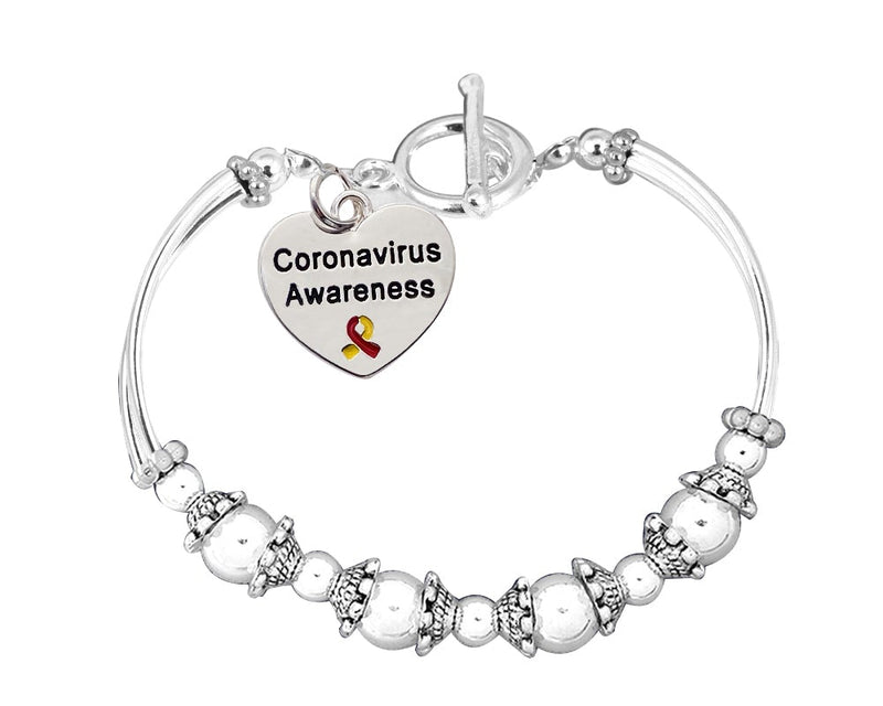 12 Coronavirus (COVID - 19) Awareness Heart Partial Beaded Bracelet - Fundraising For A Cause