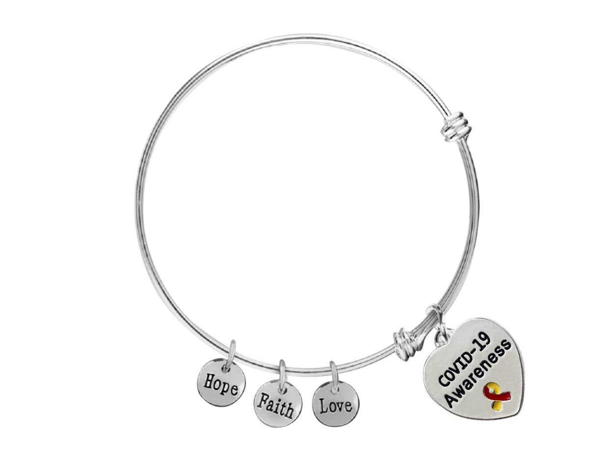 12 Coronavirus (COVID - 19) Heart Charm Retractable Bracelets - Fundraising For A Cause