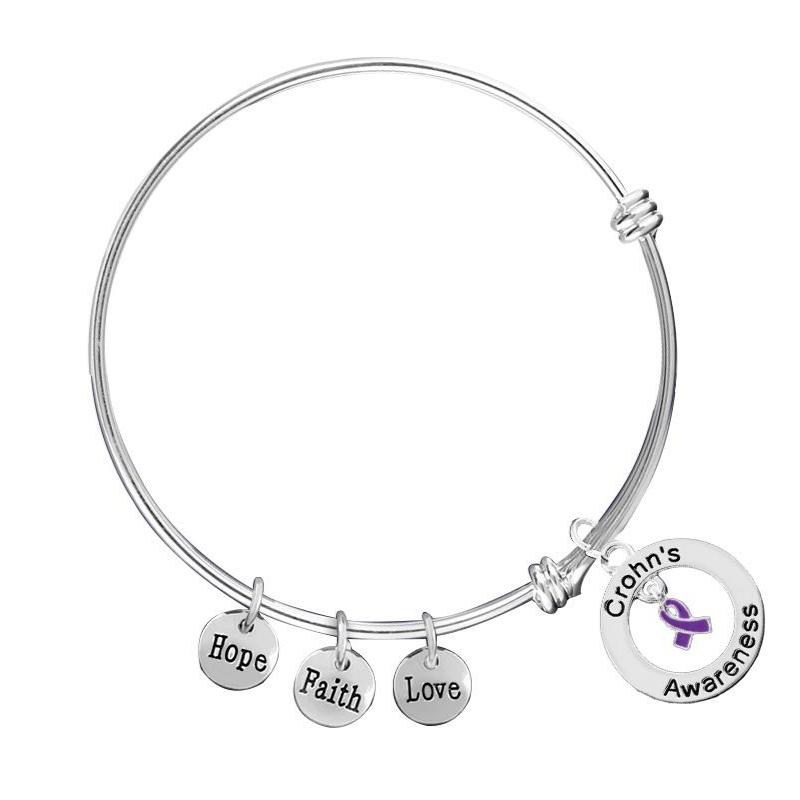 12 Crohn's Circle Charm Retractable Bracelets - Fundraising For A Cause