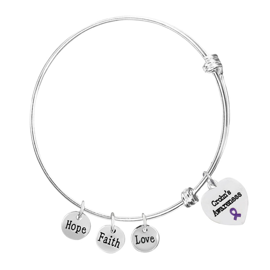 12 Crohn's Disease Heart Retractable Charm Bracelets - Fundraising For A Cause