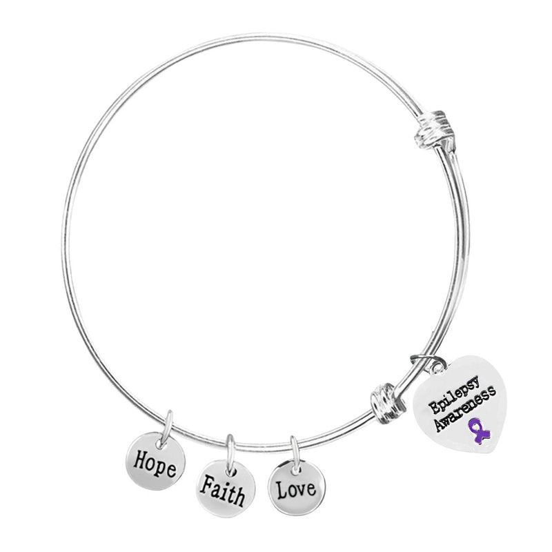 12 Epilepsy Heart Retractable Charm Bracelets - Fundraising For A Cause