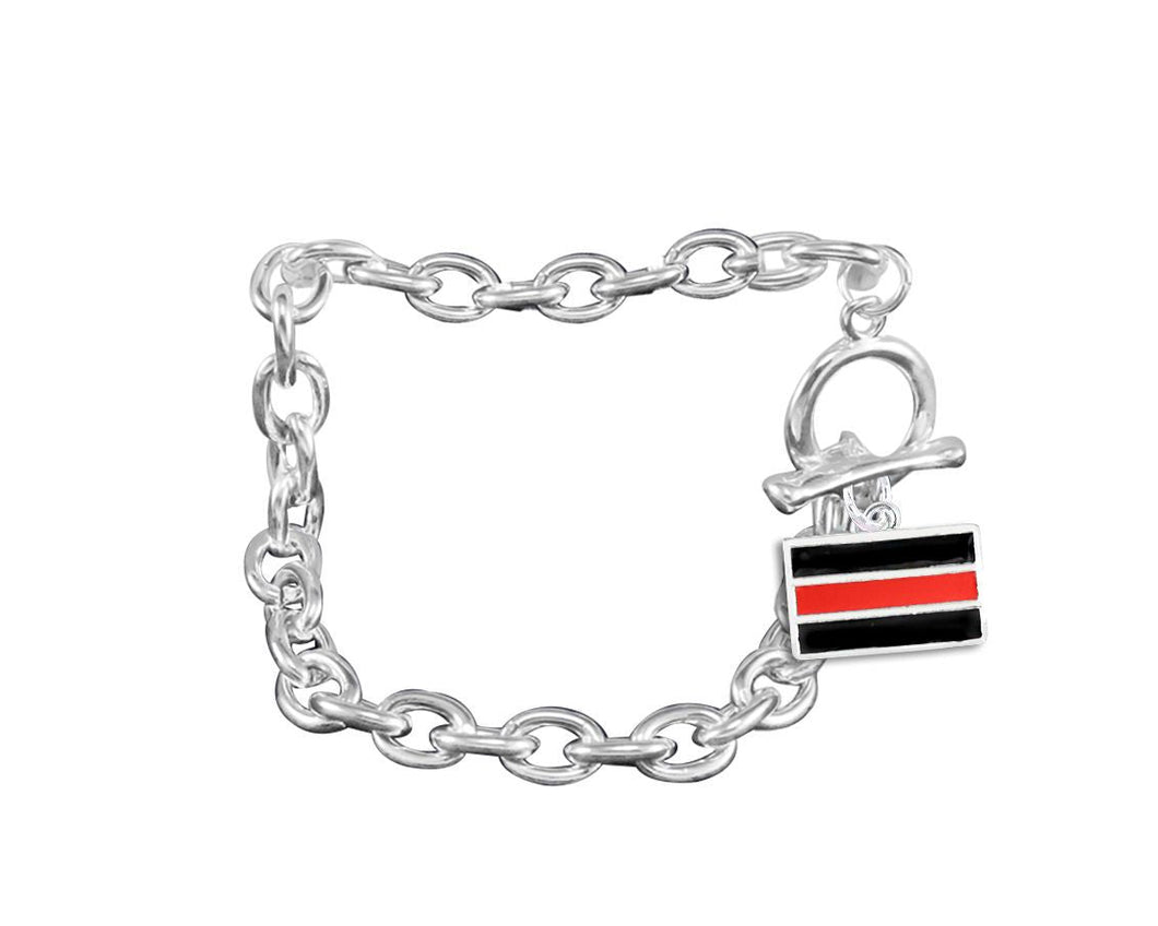 12 Firefighter Red Line Charm Chunky Charm Bracelets - Fundraising For A Cause