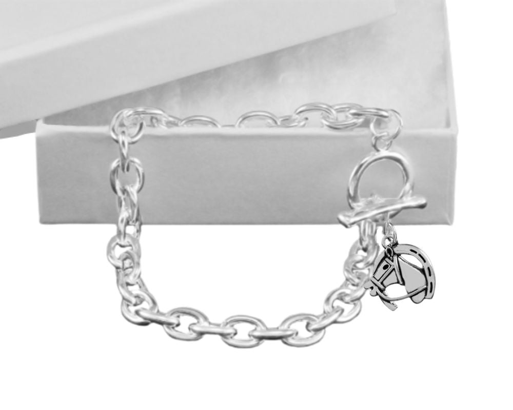 12 Horse Head in A Horseshoe Charm Chunky Bracelets - Fundraising For A Cause