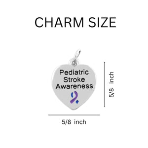 12 Inspirational Pediatric Stroke Blue & Purple Awareness Heart Charm Retractable Bracelets - Fundraising For A Cause