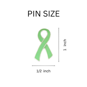 12 Large Flat Light Green Ribbon Awareness Pin - Fundraising For A Cause