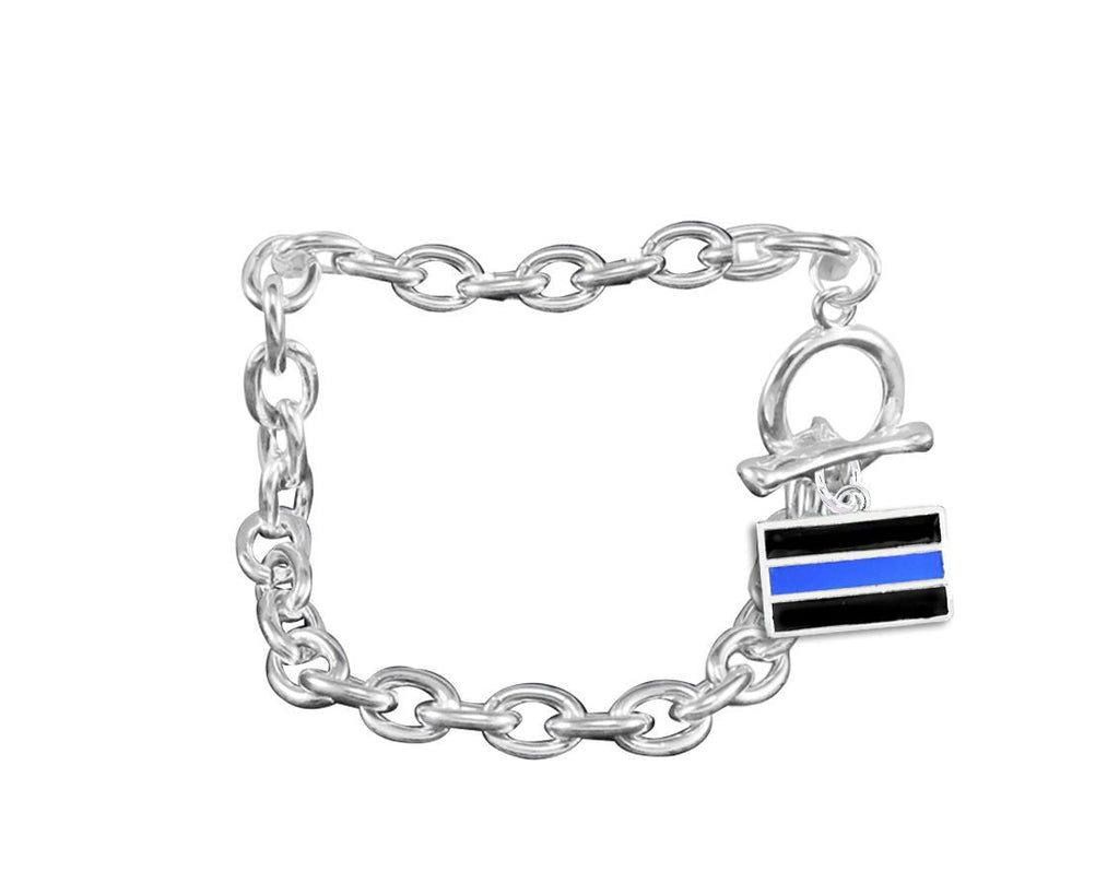 12 Law Enforcement Blue Line Chunky Charm Bracelets - Fundraising For A Cause