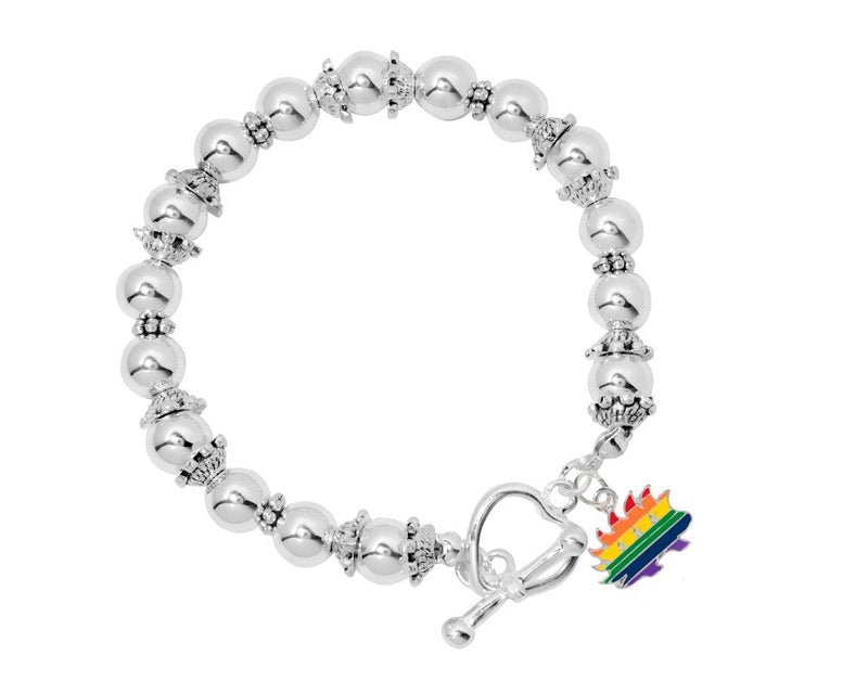 12 Libertarian Rainbow Porcupine Charm Silver Beaded Bracelets - Fundraising For A Cause