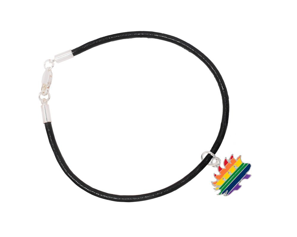 12 Libertarian Rainbow Porcupine Leather Cord Bracelets - Fundraising For A Cause