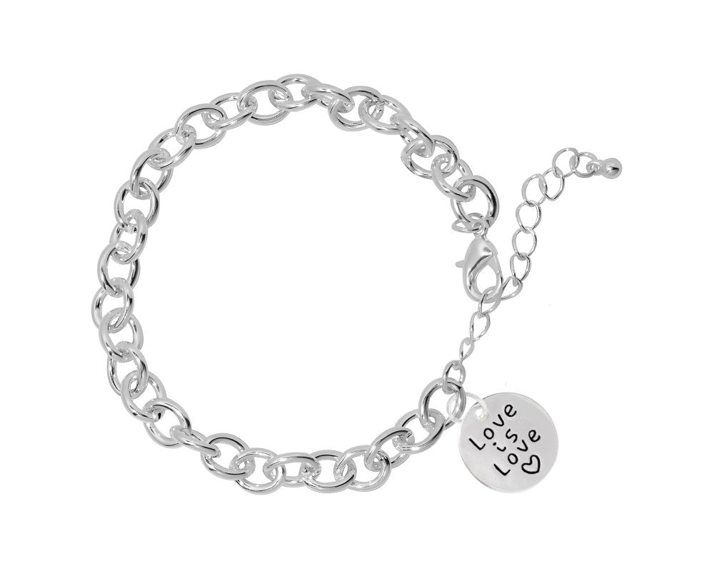 12 Love Is Love Circle Charm Chunky Bracelets - Fundraising For A Cause