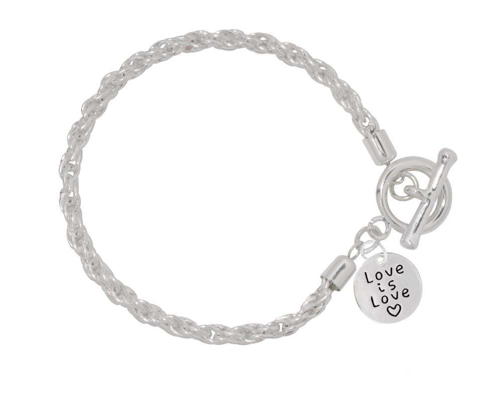 12 Love Is Love Circle Charm Silver Rope Bracelets - Fundraising For A Cause