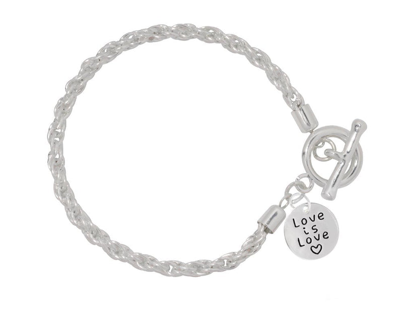 12 Love Is Love Circle Charm Silver Rope Bracelets - Fundraising For A Cause