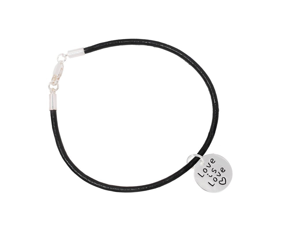 12 Love Is Love Circle Gay Pride Leather Cord Bracelets - Fundraising For A Cause