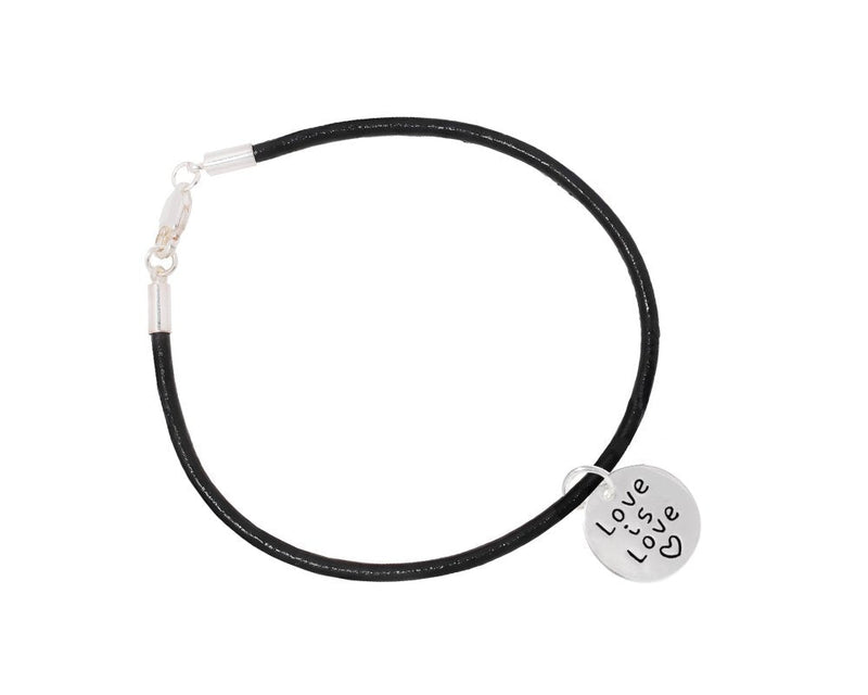 12 Love Is Love Circle Gay Pride Leather Cord Bracelets - Fundraising For A Cause