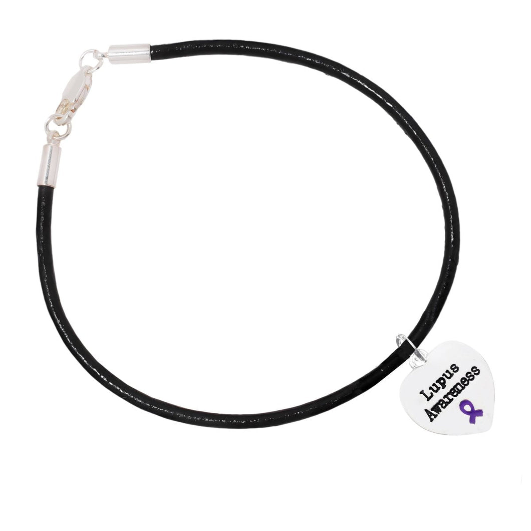 12 Lupus Awareness Heart Leather Cord Bracelets - Fundraising For A Cause