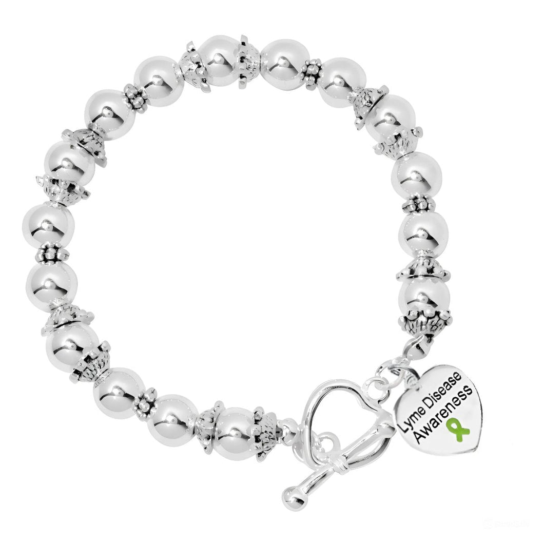 12 Lyme Disease Awareness Silver Beaded Bracelets - Fundraising For A Cause