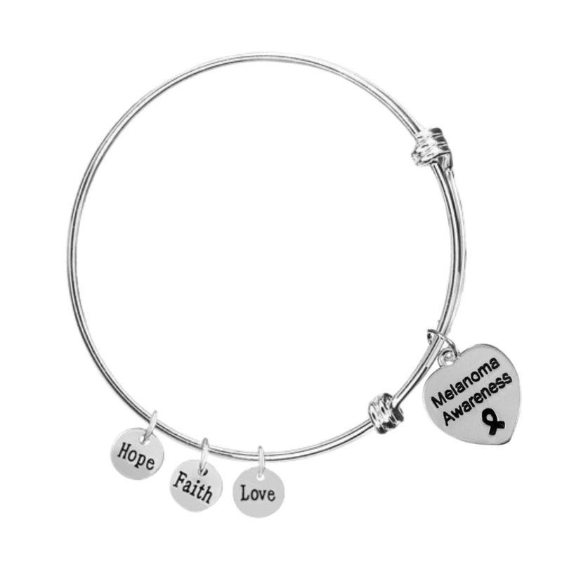 12 Melanoma Heart Retractable Charm Bracelets - Fundraising For A Cause