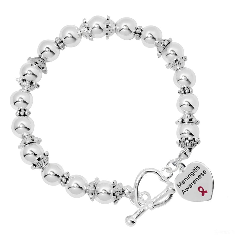 12 Meningitis Awareness Heart Charm Beaded Bracelets - Fundraising For A Cause