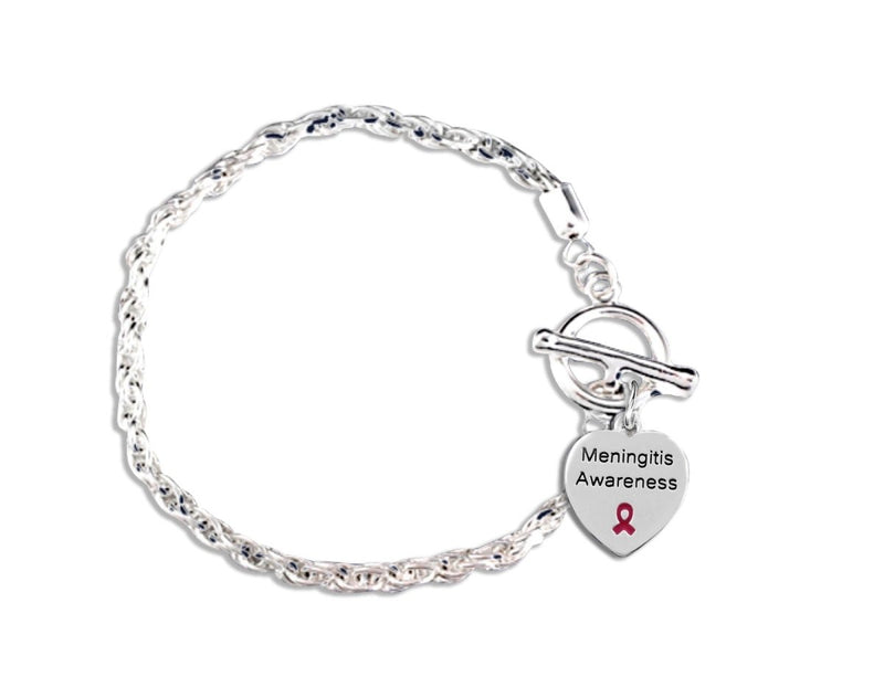 12 Meningitis Heart Charm Awareness Rope Style Bracelets - Fundraising For A Cause