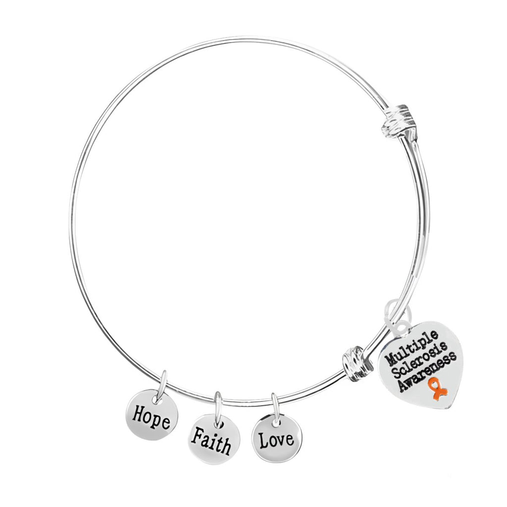 12 Multiple Sclerosis Heart Retractable Charm Bracelets - Fundraising For A Cause