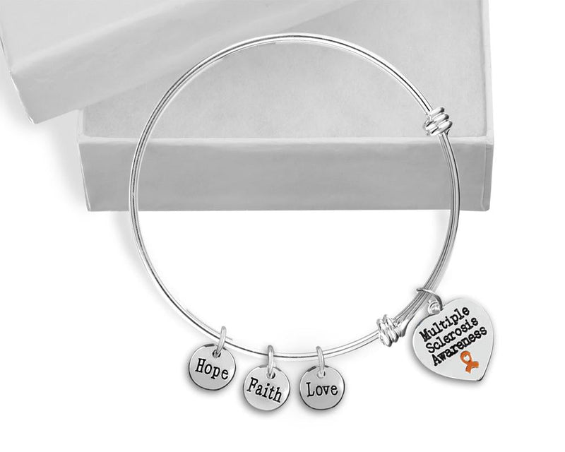 12 Multiple Sclerosis Heart Retractable Charm Bracelets - Fundraising For A Cause