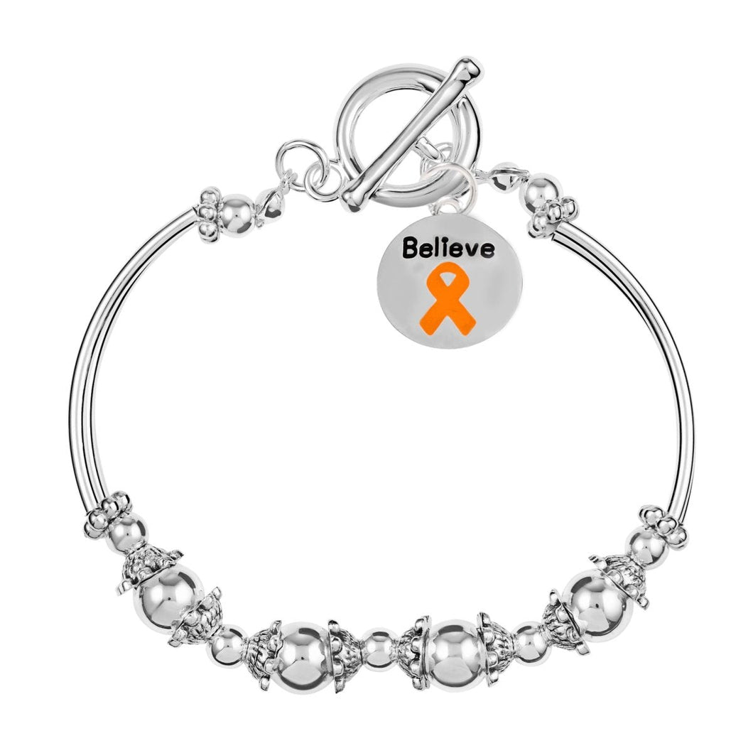 12 Orange Ribbon Circle Believe Beaded Bracelets - Fundraising For A Cause