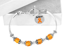 Load image into Gallery viewer, 12 Orange Ribbon Circle Believe Charm Partial Beaded Bracelets - Fundraising For A Cause