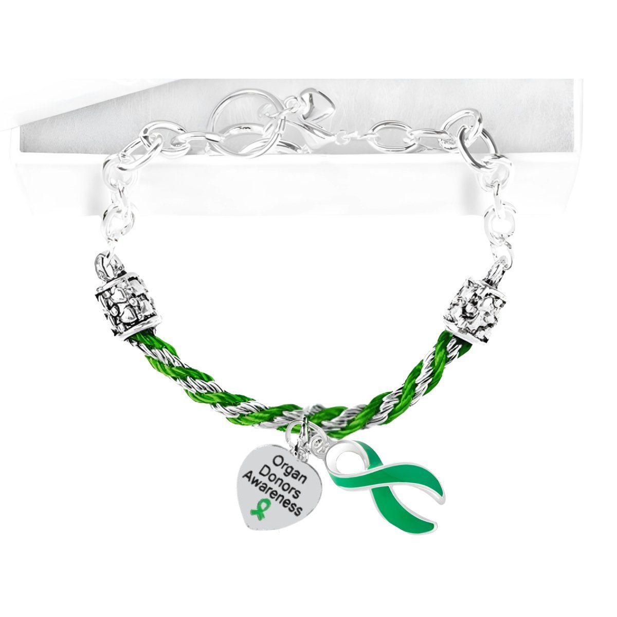 12 Organ Donors Green Ribbon Partial Rope Bracelets - Fundraising For A Cause