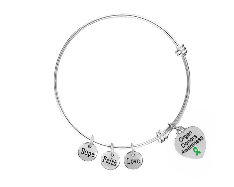 12 Organ Donors Heart Retractable Charm Bracelets - Fundraising For A Cause