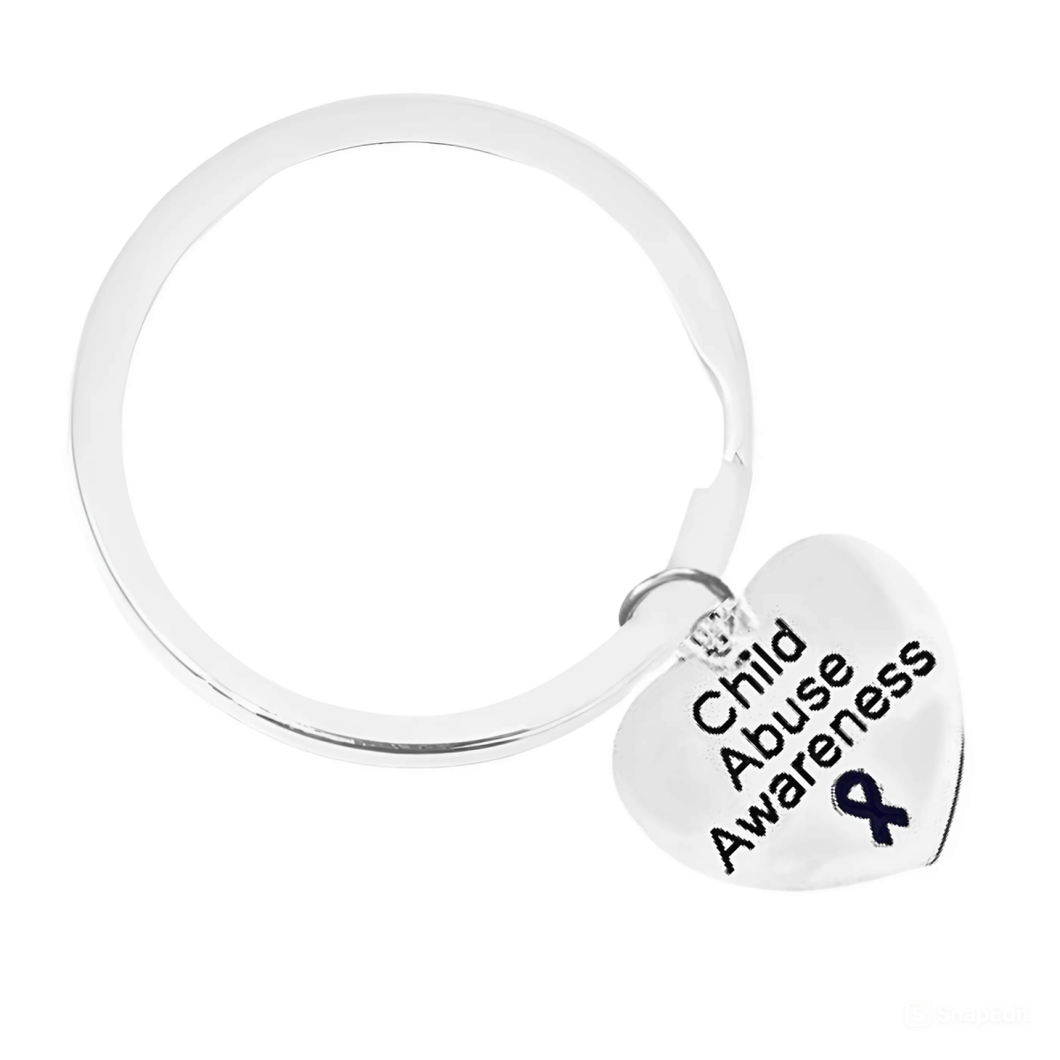 12 Pack Child Abuse Heart Charm Split Style Key Chains (12 Key Chains) - Fundraising For A Cause