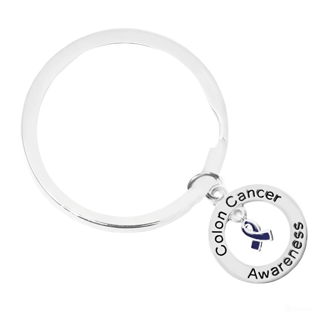 12 Pack Colon Cancer Awareness Circle Charm Split Style Keychains (12 Key Chains) - Fundraising For A Cause