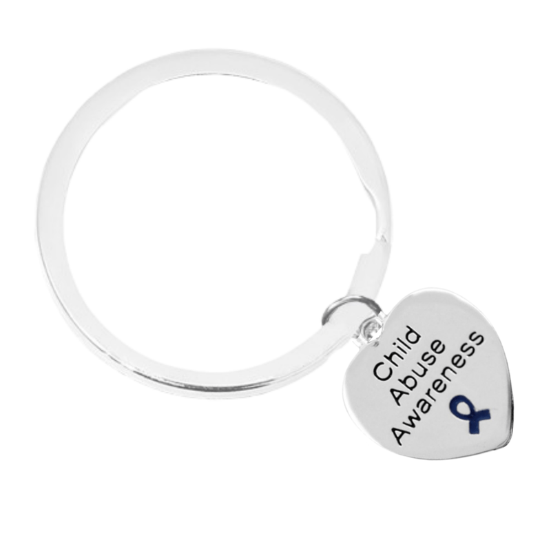 12 Pack Heart Child Abuse Awareness Charm Split Style Key Chains (12 Key Chains) - Fundraising For A Cause