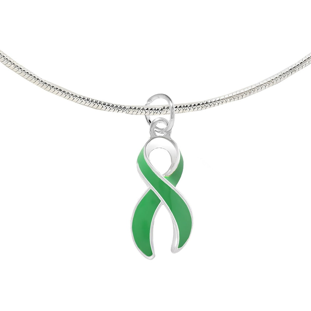 12 Pack Large Green Ribbon Necklaces (12 Necklaces) - Fundraising For A Cause