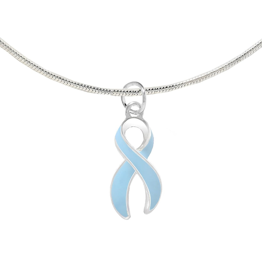 12 Pack Large Light Blue Ribbon Necklaces (12 Necklaces) - Fundraising For A Cause