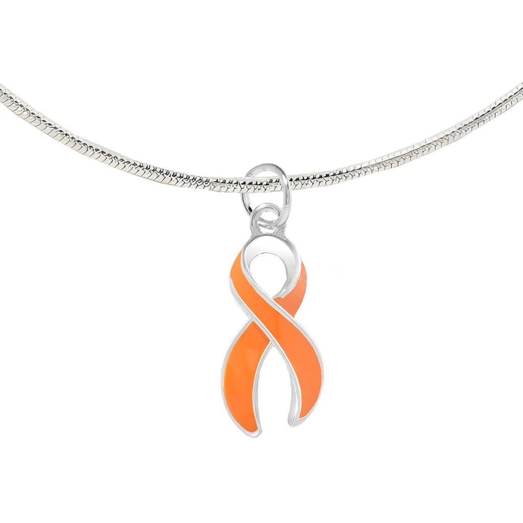 12 Pack Large Orange Ribbon Necklaces (12 Necklaces) - Fundraising For A Cause