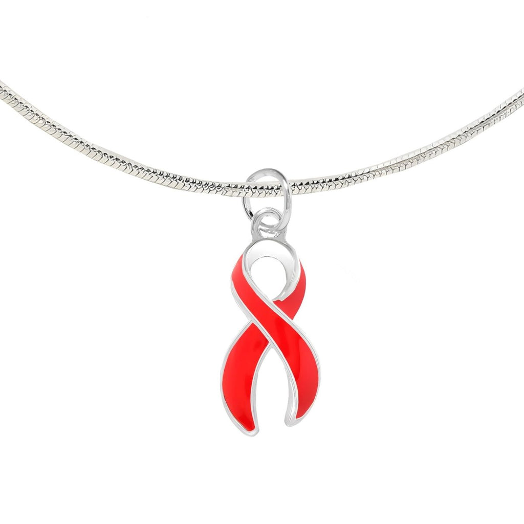 12 Pack Large Red Ribbon Necklaces (12 Necklaces) - Fundraising For A Cause