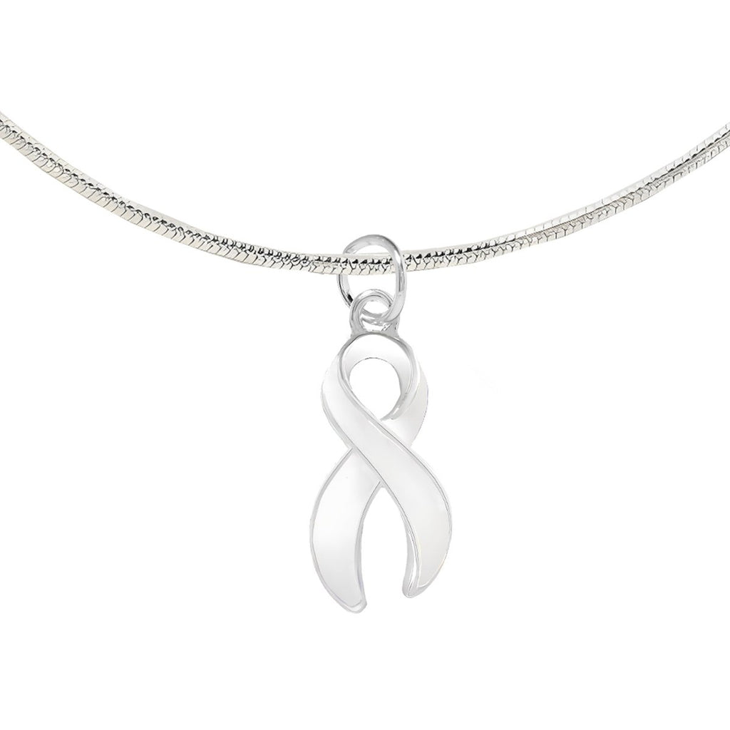 12 Pack Large White Ribbon Necklaces (12 Necklaces) - Fundraising For A Cause