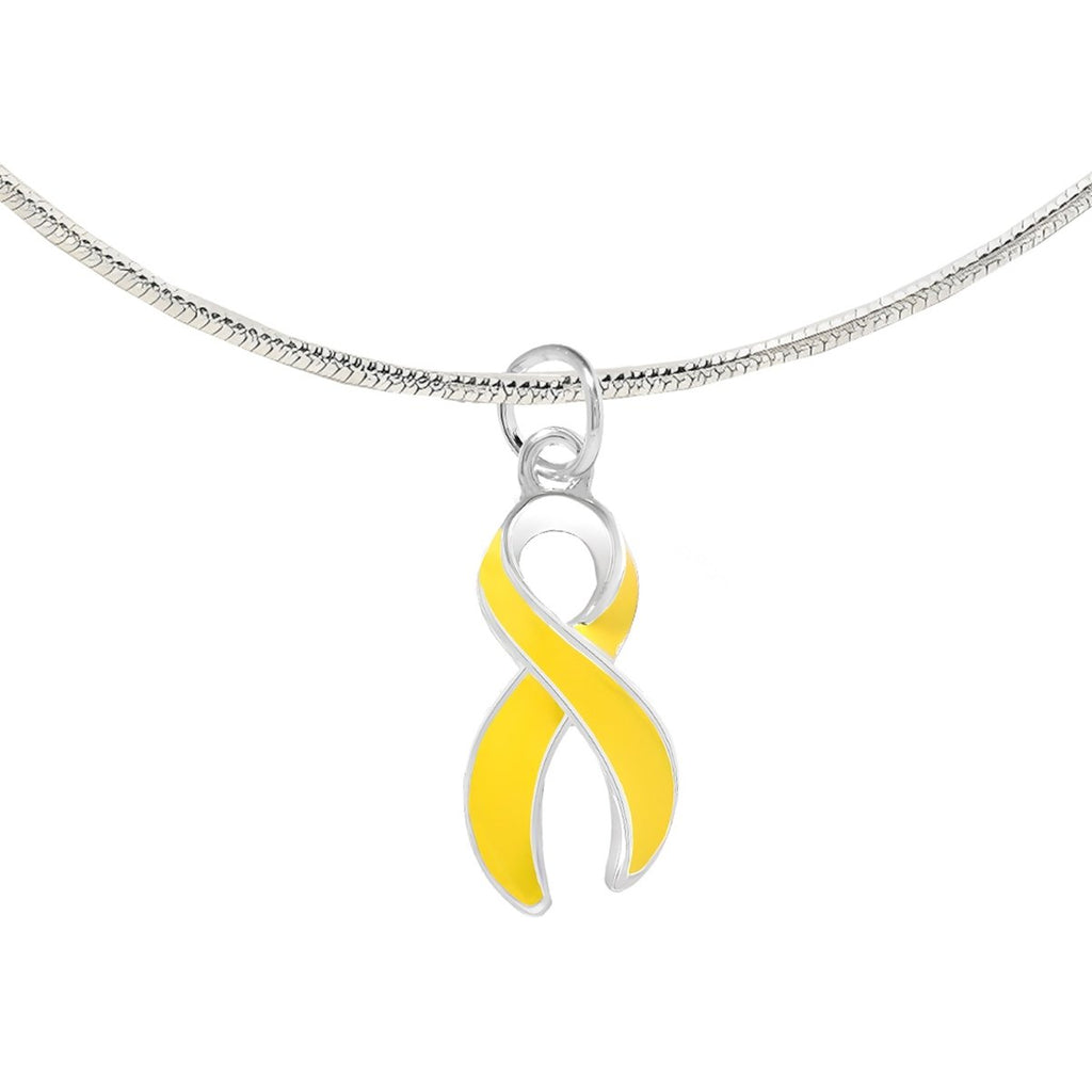 12 Pack Large Yellow Ribbon Necklaces (12 Necklaces) - Fundraising For A Cause