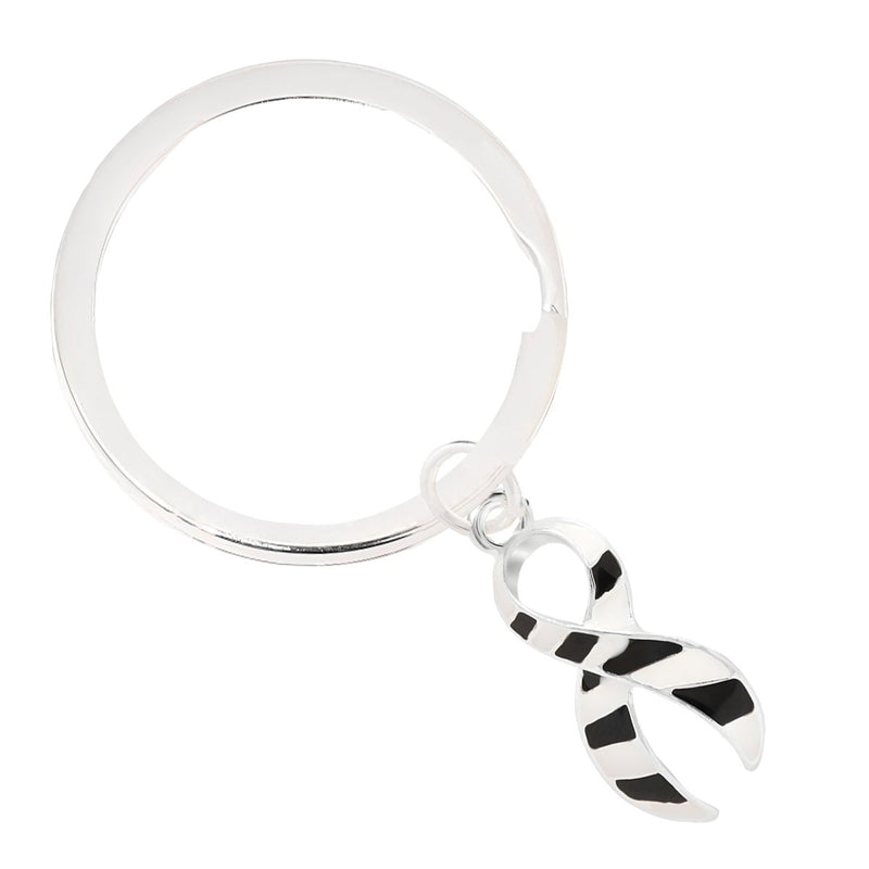 12 Pack Zebra Ribbon Split Ring Key Chains (12 Key Chains) - Fundraising For A Cause