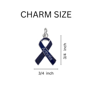 12 Pairs Arthritis Awareness Dark Blue Ribbon Hanging Earrings - Fundraising For A Cause