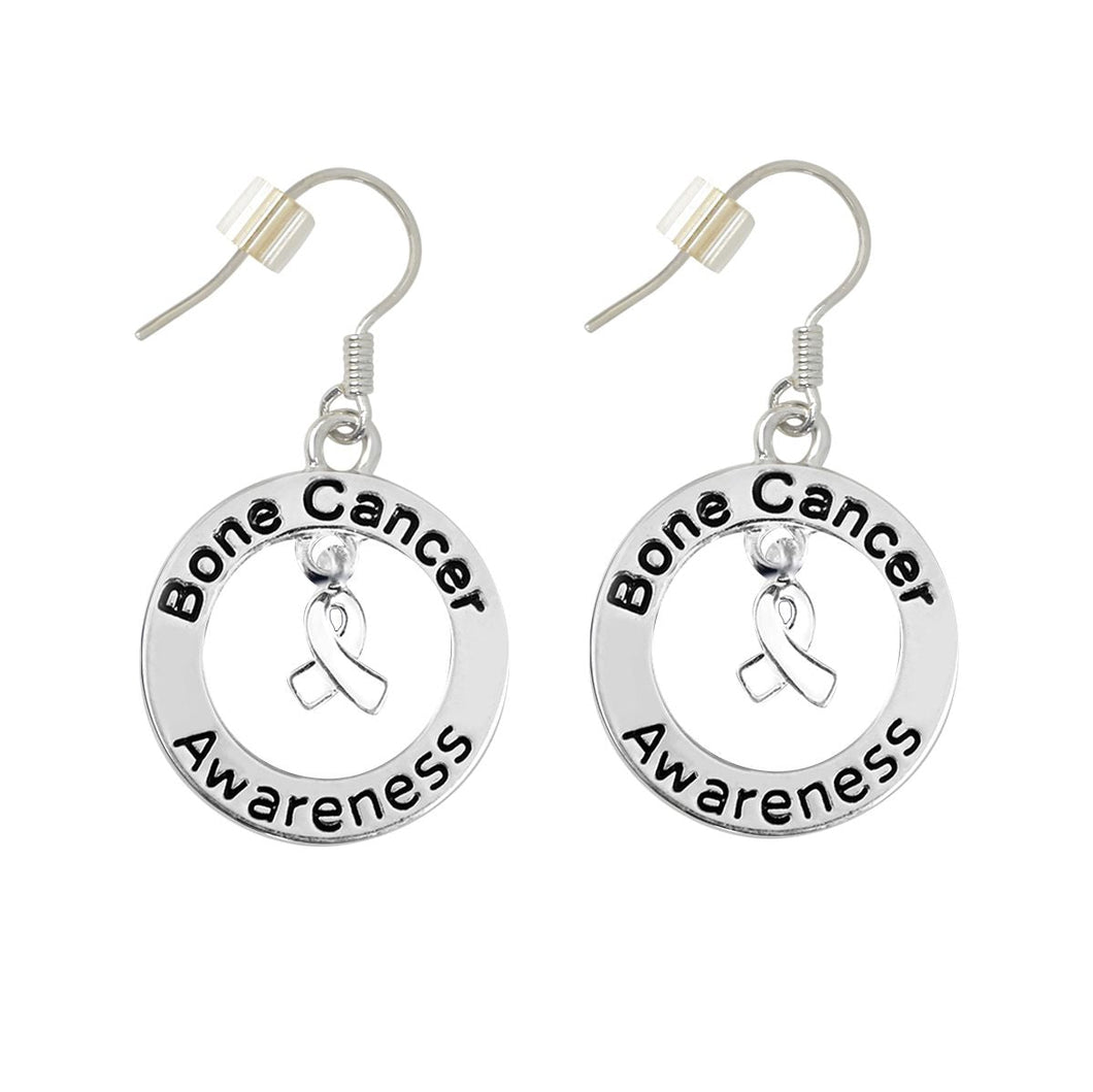 12 Pairs Bone Cancer Awareness Circle Hanging Earrings - Fundraising For A Cause