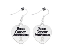 Load image into Gallery viewer, 12 Pairs Bone Cancer Awareness Heart Charm Hanging Earrings - Fundraising For A Cause