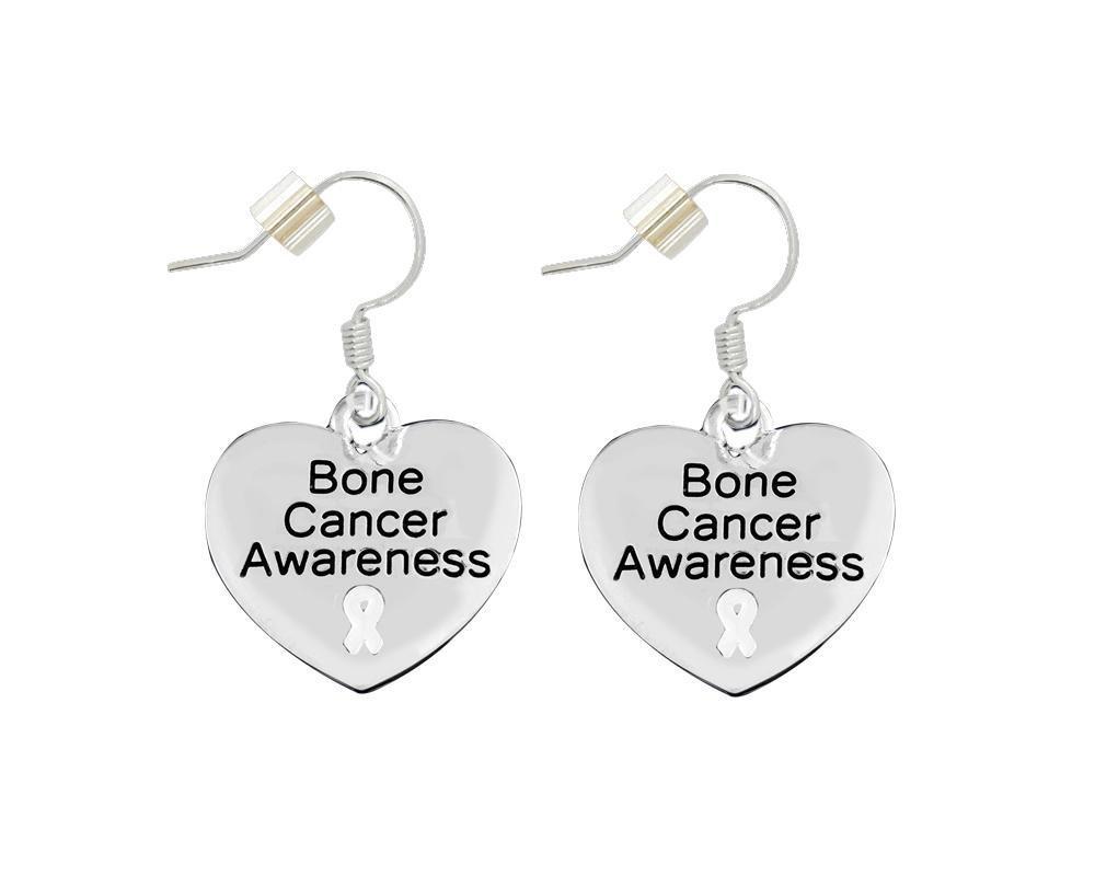 12 Pairs Bone Cancer Awareness Heart Earrings - Fundraising For A Cause