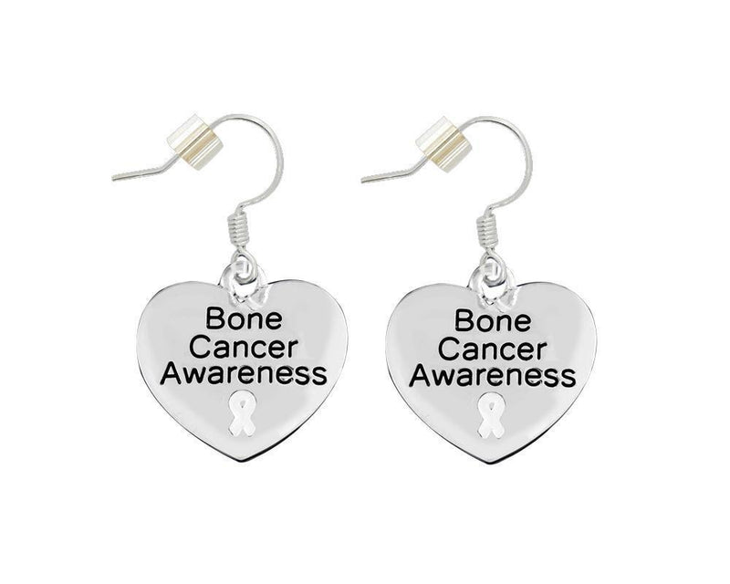 12 Pairs Bone Cancer Awareness Heart Earrings - Fundraising For A Cause