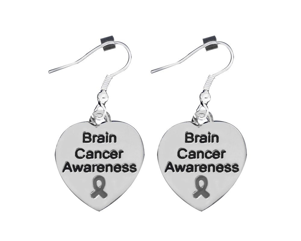 12 Pairs Brain Cancer Awareness Heart Earrings - Fundraising For A Cause