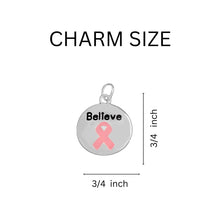 Load image into Gallery viewer, 12 Pairs Circle Believe Pink Ribbon Earrings - Fundraising For A Cause