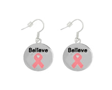 Load image into Gallery viewer, 12 Pairs Circle Believe Pink Ribbon Earrings - Fundraising For A Cause