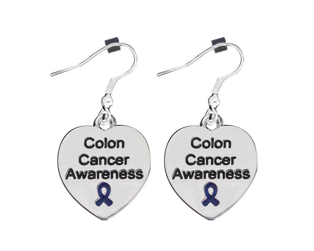 12 Pairs Colon Cancer Awareness Heart Earrings - Fundraising For A Cause