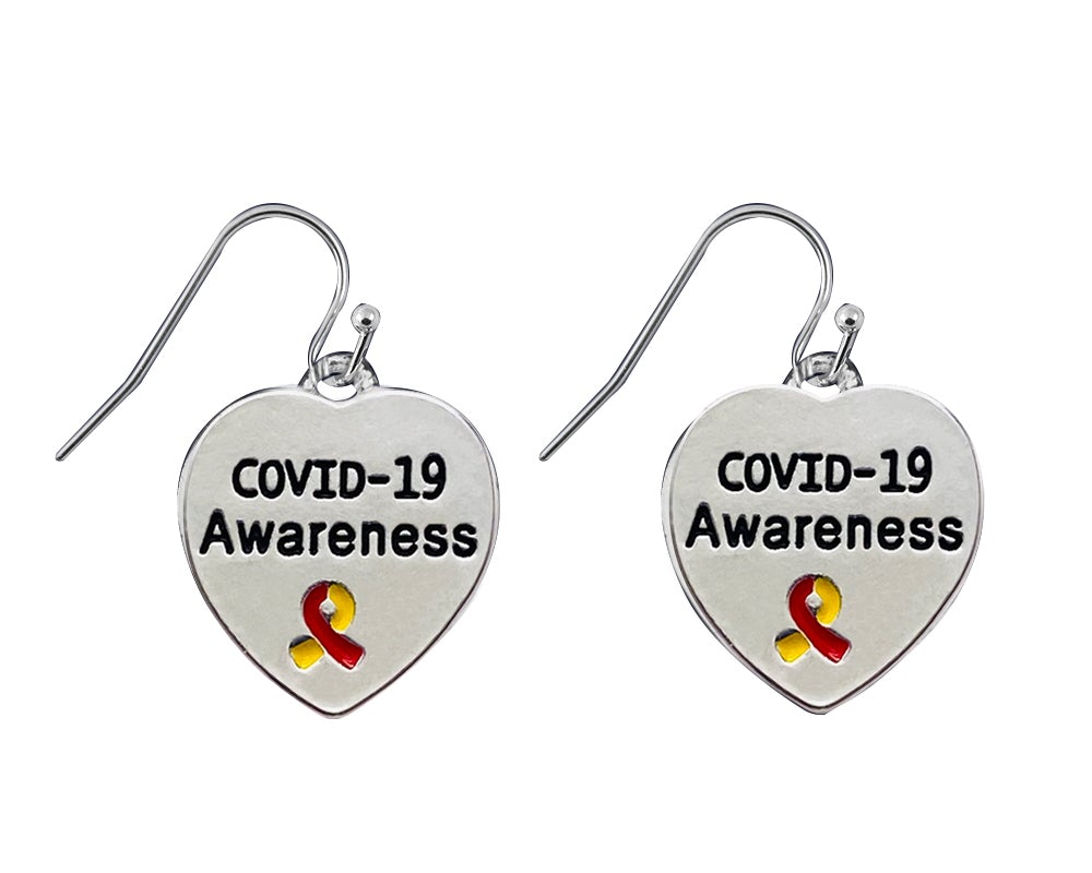 12 Pairs Coronavirus (COVID - 19) Awareness Heart Earrings - Fundraising For A Cause